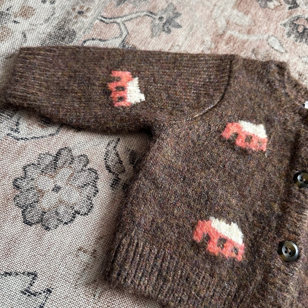 Hanna Andersson Baby Holiday Sweater 0–3 Months Home Sweet Home Brown House $75 - Picture 3 of 13